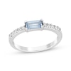 Thumbnail Image 1 of Baguette-Cut Aquamarine & White Lab-Created Sapphire Ring Sterling Silver