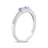 Thumbnail Image 2 of Baguette-Cut Aquamarine & White Lab-Created Sapphire Ring Sterling Silver