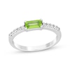 Thumbnail Image 1 of Baguette-Cut Peridot & White Lab-Created Sapphire Ring Sterling Silver