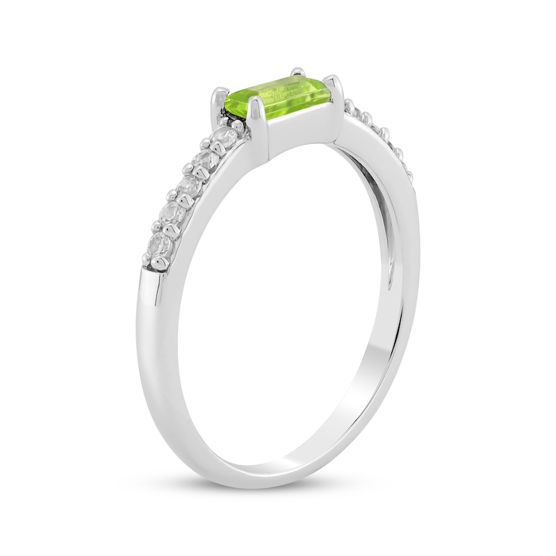 Main Image 2 of Baguette-Cut Peridot & White Lab-Created Sapphire Ring Sterling Silver