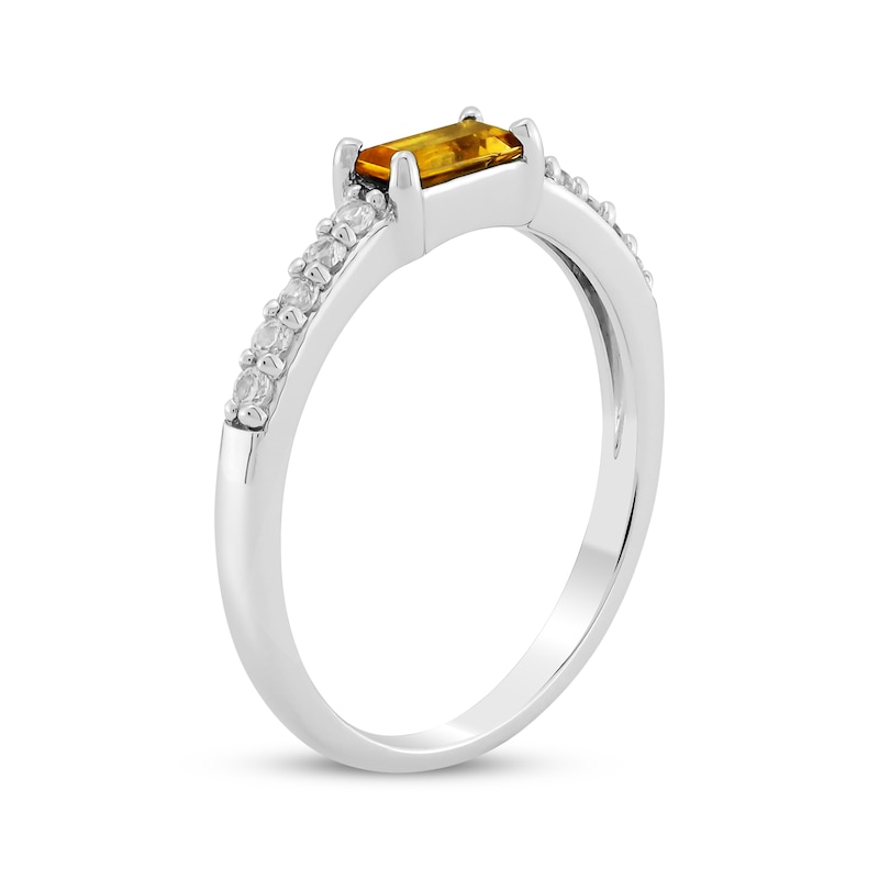 Main Image 2 of Baguette-Cut Citrine & White Lab-Created Sapphire Ring Sterling Silver