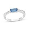 Thumbnail Image 1 of Baguette-Cut Swiss Blue Topaz & White Lab-Created Sapphire Ring Sterling Silver