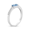 Thumbnail Image 2 of Baguette-Cut Swiss Blue Topaz & White Lab-Created Sapphire Ring Sterling Silver