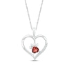 Thumbnail Image 1 of Heart-Shaped Garnet & White Lab-Created Sapphire Paw Print Necklace Sterling Silver 18&quot;