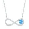 Thumbnail Image 1 of Swiss Blue Topaz & White Lab-Created Sapphire Infinity Necklace Sterling Silver 18&quot;