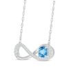 Thumbnail Image 2 of Swiss Blue Topaz & White Lab-Created Sapphire Infinity Necklace Sterling Silver 18&quot;