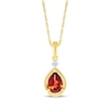 Thumbnail Image 1 of Pear-Shaped Garnet & Diamond Accent Necklace 10K Yellow Gold 18&quot;