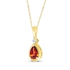 Thumbnail Image 2 of Pear-Shaped Garnet & Diamond Accent Necklace 10K Yellow Gold 18&quot;