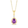 Thumbnail Image 1 of Pear-Shaped Amethyst & Diamond Accent Necklace 10K Yellow Gold 18&quot;