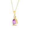 Thumbnail Image 2 of Pear-Shaped Amethyst & Diamond Accent Necklace 10K Yellow Gold 18&quot;