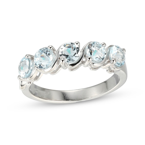 Aquamarine Five-Stone Ring Sterling Silver