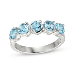 Swiss Blue Topaz Five-Stone Ring Sterling Silver