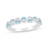 Thumbnail Image 1 of Aquamarine & Diamond Wavy Ring 1/8 ct tw Sterling Silver