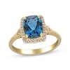 Thumbnail Image 1 of Cushion-Cut London Blue Topaz & Diamond Ring 1/6 ct tw 10K Yellow Gold