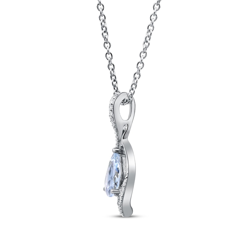 Main Image 2 of Pear-Shaped Aquamarine & Diamond Necklace 1/10 ct tw Sterling Silver 18”