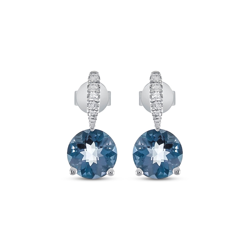London Blue Topaz & Diamond Drop Earrings 1/20 ct tw Sterling Silver