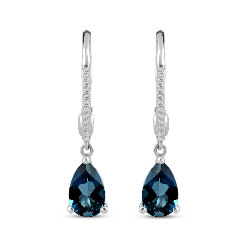 Main Image 2 of Pear-Shaped London Blue Topaz & White Lab-Created Sapphire Dangle Earrings Sterling Silver