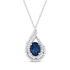 Thumbnail Image 1 of Oval-Cut London Blue Topaz & White Lab-Created Sapphire Teardrop Necklace 18&quot;