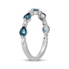 Thumbnail Image 1 of Neil Lane Pear-Shaped London Blue Topaz & Round-Cut Diamond Anniversary Ring 1/8 14K White Gold