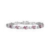 Thumbnail Image 1 of Marquise-Cut Rhodolite Garnet & White Lab-Created Sapphire Link Bracelet Sterling Silver 7.25&quot;