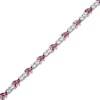 Thumbnail Image 2 of Marquise-Cut Rhodolite Garnet & White Lab-Created Sapphire Link Bracelet Sterling Silver 7.25&quot;