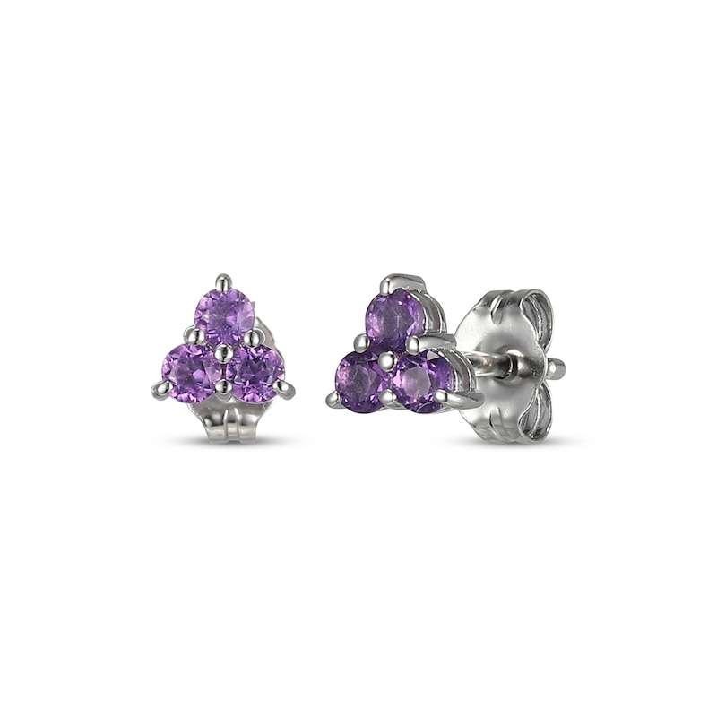 Main Image 1 of Amethyst Trio Stud Earrings Sterling Silver