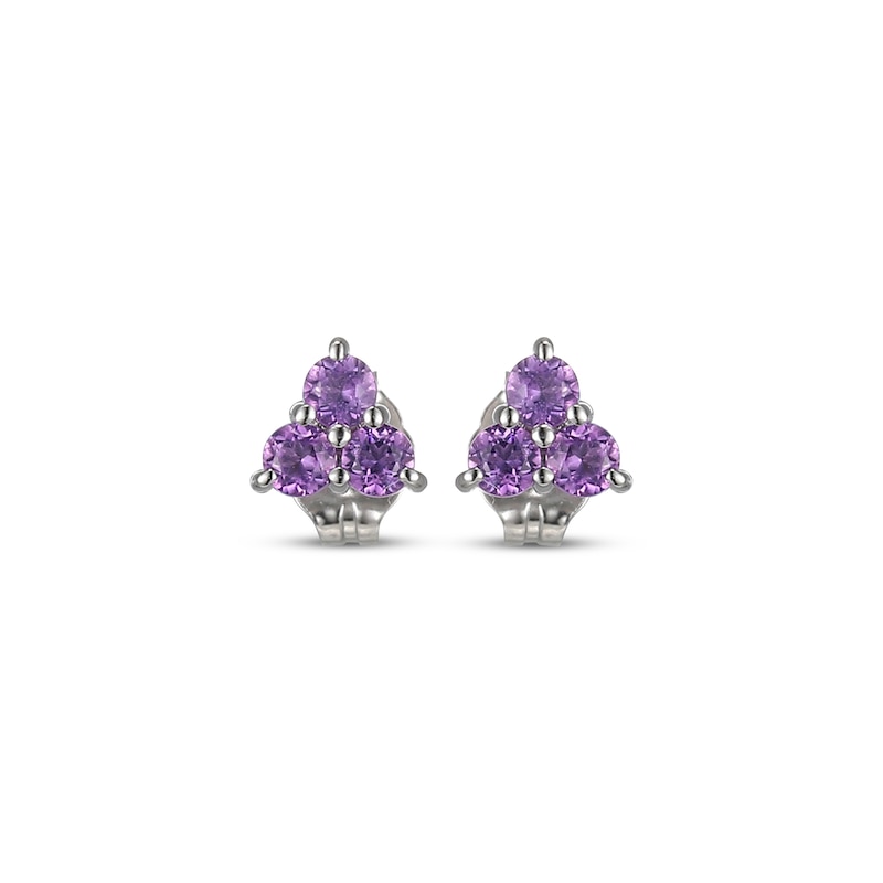 Main Image 2 of Amethyst Trio Stud Earrings Sterling Silver