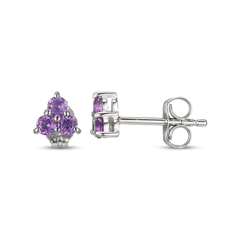 Main Image 3 of Amethyst Trio Stud Earrings Sterling Silver