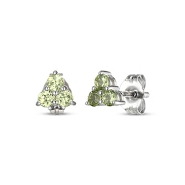 Peridot Trio Stud Earrings Sterling Silver