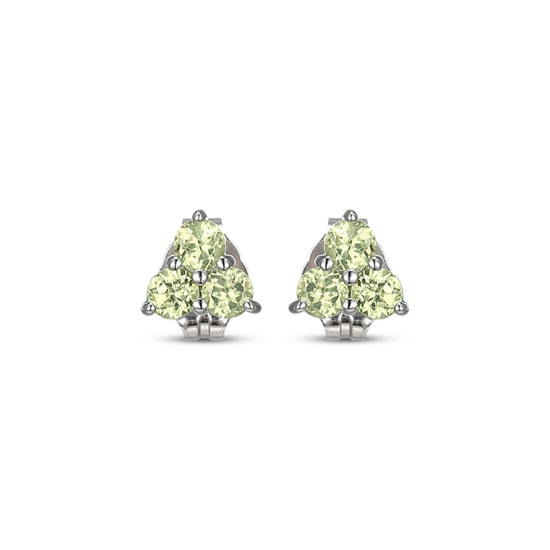 Main Image 2 of Peridot Trio Stud Earrings Sterling Silver