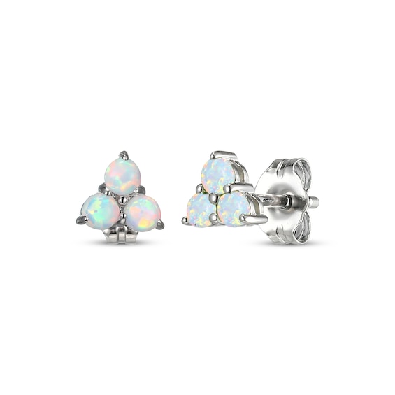Lab-Created Opal Trio Stud Earrings Sterling Silver