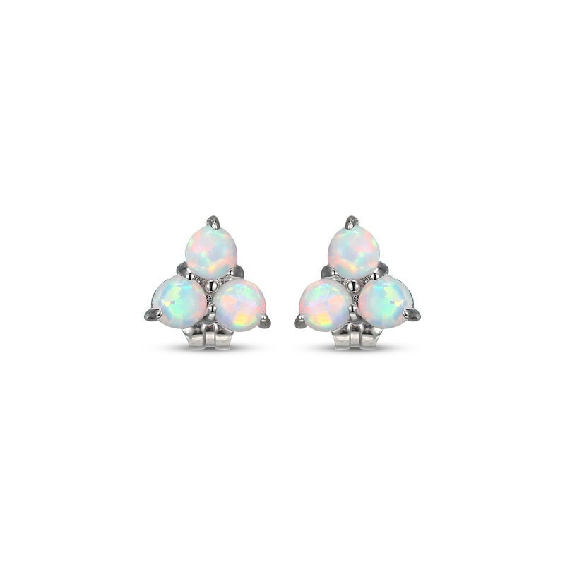 Main Image 2 of Lab-Created Opal Trio Stud Earrings Sterling Silver