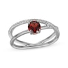 Thumbnail Image 1 of Garnet & White Lab-Created Sapphire Crossover Ring Sterling Silver