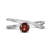 Thumbnail Image 3 of Garnet & White Lab-Created Sapphire Crossover Ring Sterling Silver