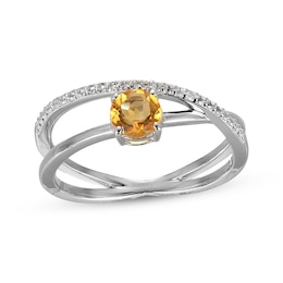 Citrine & White Lab-Created Sapphire Crossover Ring Sterling Silver