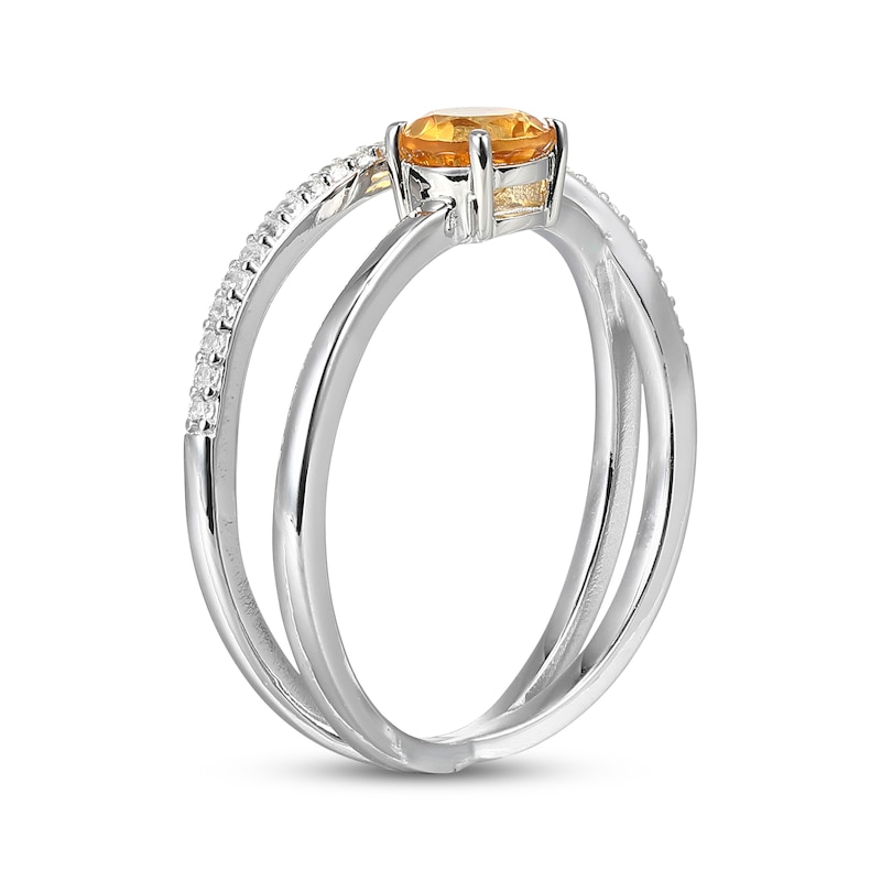 Main Image 2 of Citrine & White Lab-Created Sapphire Crossover Ring Sterling Silver