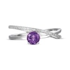 Thumbnail Image 3 of Amethyst & White Lab-Created Sapphire Crossover Ring Sterling Silver