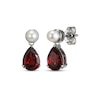 Thumbnail Image 1 of Pear-Shaped Garnet & Cultured Pearl Drop Earrings Sterling Silver