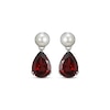 Thumbnail Image 2 of Pear-Shaped Garnet & Cultured Pearl Drop Earrings Sterling Silver