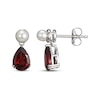 Thumbnail Image 3 of Pear-Shaped Garnet & Cultured Pearl Drop Earrings Sterling Silver