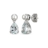 Thumbnail Image 0 of Pear-Shaped Aquamarine & Cultured Pearl Drop Earrings Sterling Silver
