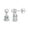 Thumbnail Image 2 of Pear-Shaped Aquamarine & Cultured Pearl Drop Earrings Sterling Silver