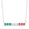 Thumbnail Image 1 of Lab-created Ruby, Lab-Created Emerald & White Lab-Created Sapphire Necklace Sterling Silver 18&quot;