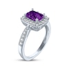 Thumbnail Image 1 of Cushion-Cut Amethyst & White Lab-Created Sapphire Ring Sterling Silver