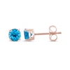 Thumbnail Image 1 of Swiss Blue Topaz Solitaire Stud Earrings 10K Rose Gold