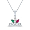 Thumbnail Image 1 of Marquise-Cut Lab-Created Emerald, White Lab-Created Sapphire & Lab-Created Ruby Crown Necklace Sterling Silver 18&quot;