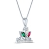 Thumbnail Image 2 of Marquise-Cut Lab-Created Emerald, White Lab-Created Sapphire & Lab-Created Ruby Crown Necklace Sterling Silver 18&quot;