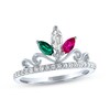 Thumbnail Image 1 of Marquise-Cut Lab-created Emerald, White Lab-Created Sapphire & Lab-Created Ruby Crown Ring Sterling Silver