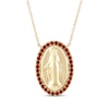 Thumbnail Image 1 of Lab-Created Ruby Virgin Mary Oval Necklace 14K Yellow Gold 16&quot;