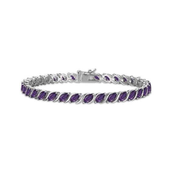 Marquise-Cut Amethyst S-Link Bracelet 7.25"